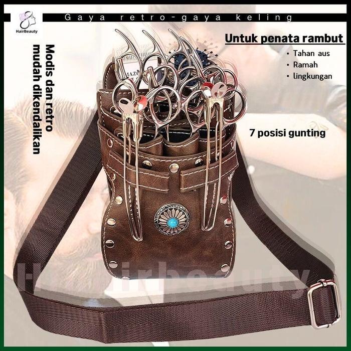 HIB-0236 NEW Dompet Gunting Tas Pinggang Gunting Rambut Paket Gunting Tas Gunting Kulit Asli Ikat
