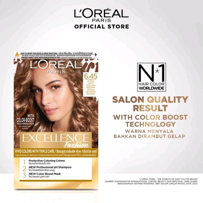READY STOCK L'Oreal Excellence Fashion Pewarna Rambut - 6.45 Golden Brown