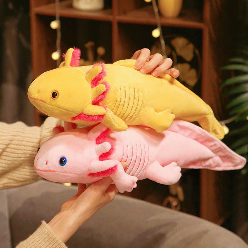 45cm Kawaii Colorful Newt Plush Toy Stuffed Cute Axolotl Salamander Fuzzy Plush Fish Appeasing Long