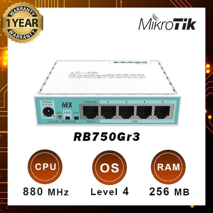 Terbaru Mikrotik Rb750Gr3 Hex Router Board 5 Port Gigabit Poe In 1 Usb Slot T