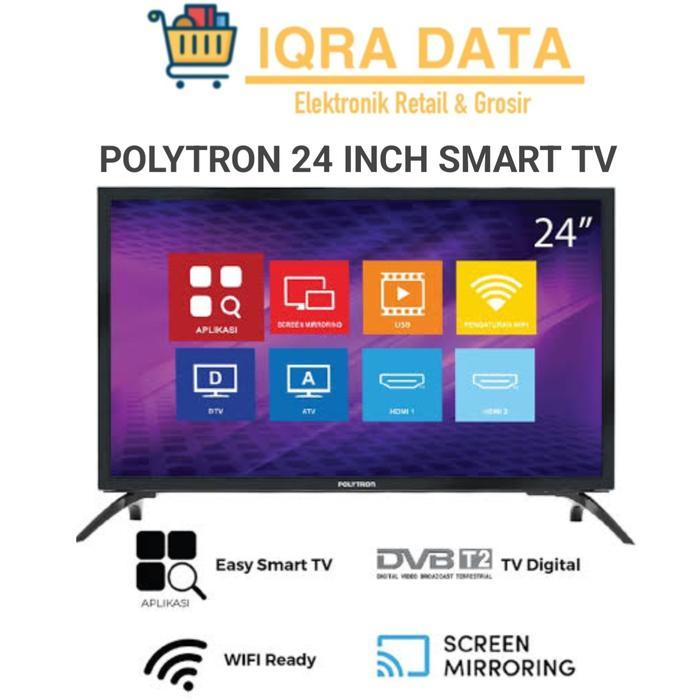 POLYTRON LED TV 24 INCH - SMART TV - YOUTUBE - WIFI - PLD24MV1859 - ANTENA+BRACKET