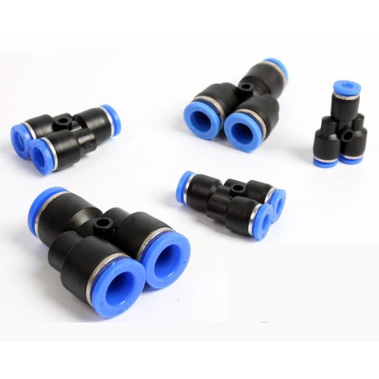 Terbatas 100PCS "Y" Pneumatic Connector Tee Union Push In Fitting for Air Pipe joint OD 4 6 8 10 12M