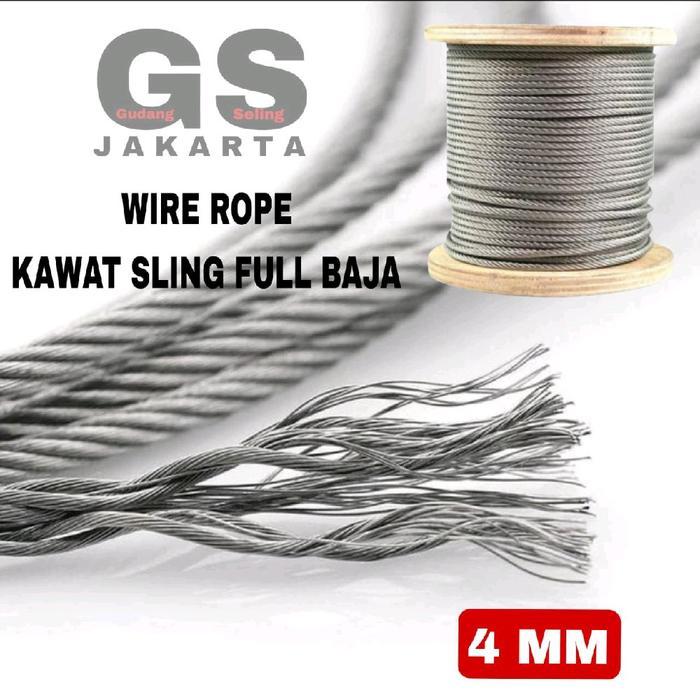 Terlaris - sling baja 4mm / seling baja 4mm / kawat baja 4mm / Full baja 6x19
