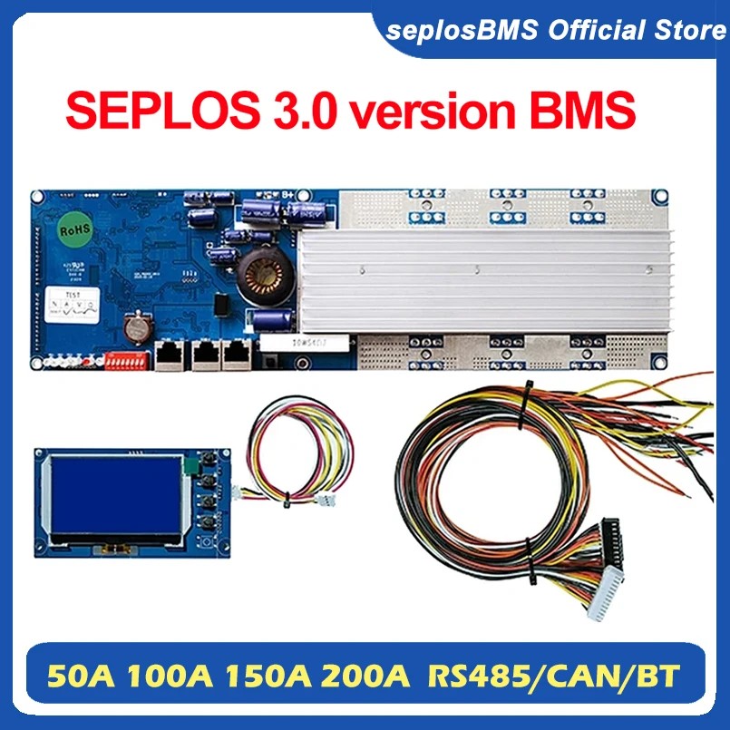 seplos bms 3.0 Smart bms 100A/150A/200A 24V/48V 13S 14S 8S 15S 16S LFP With Bluetooth LCD Screen BMS