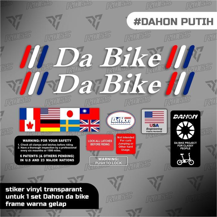 Ready Stiker Dahon Da Bike Putih -Gratisongkir