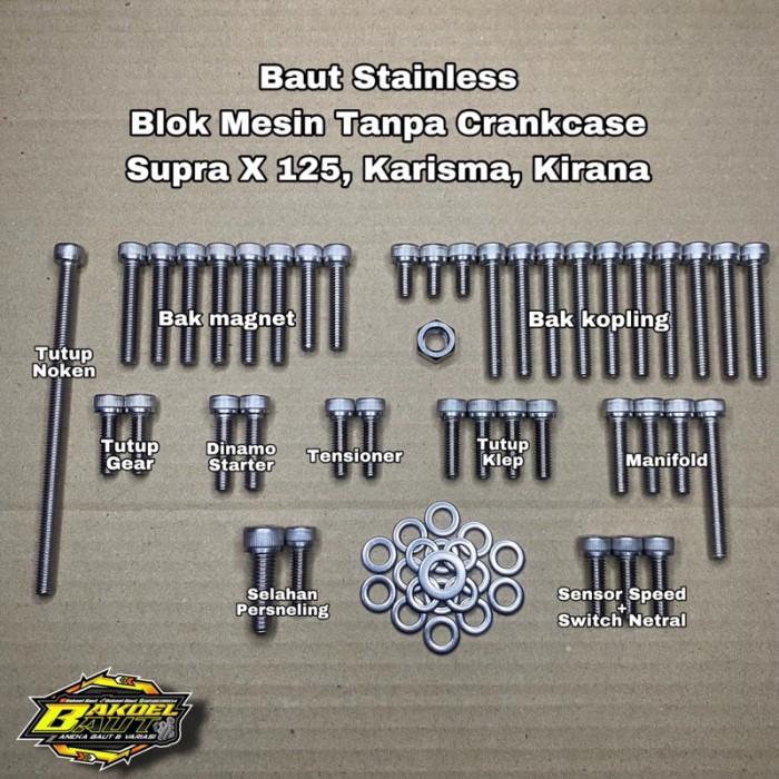 BAUT BLOK MESIN SUPRA X 125 KARISMA KIRANA BAUT L STAINLESS ANTI KARA TERBARU
