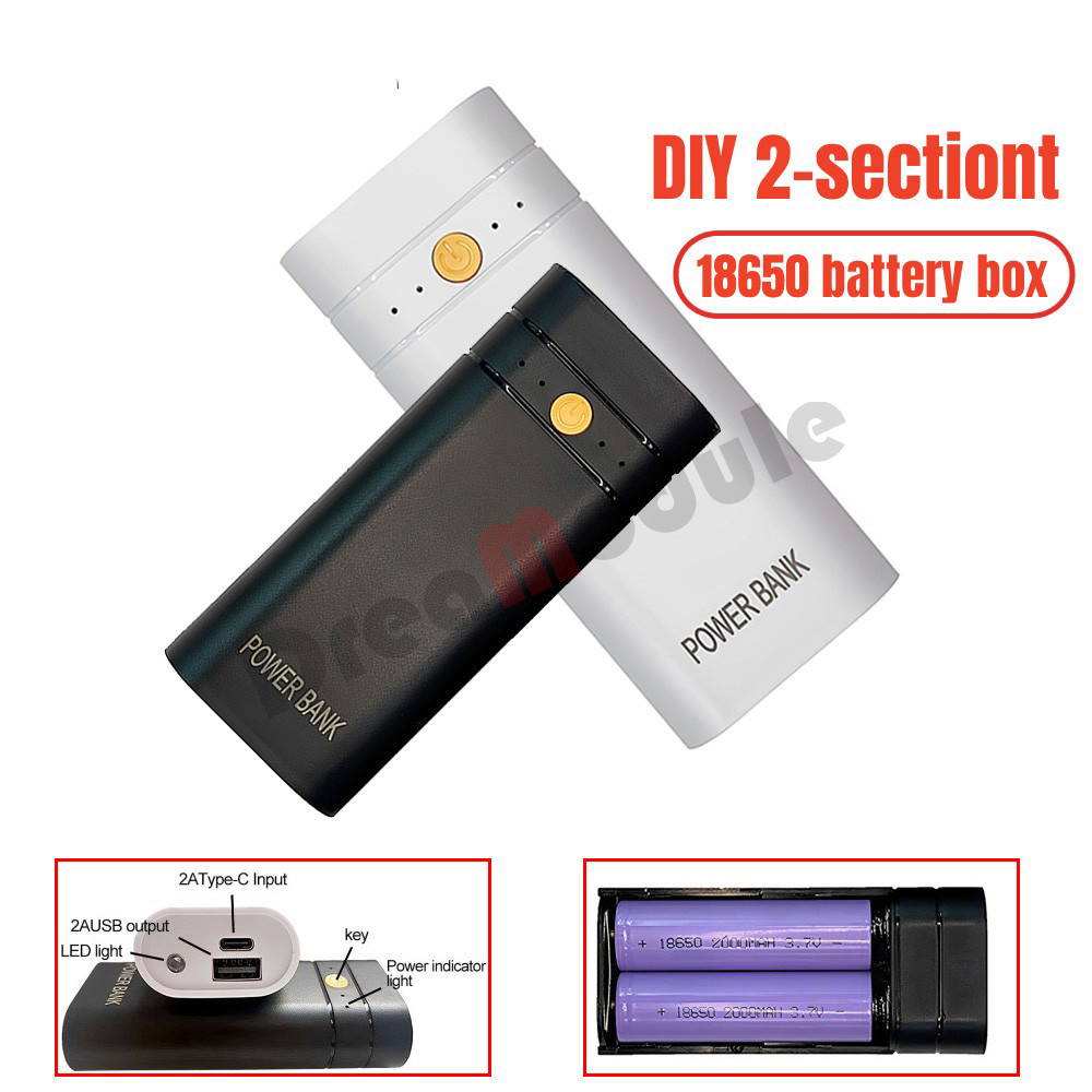 2X 18650 Battery Charger Portable Power Bank Kit DIY DIY Fast Charging- Power Bank Shell Case Box Po