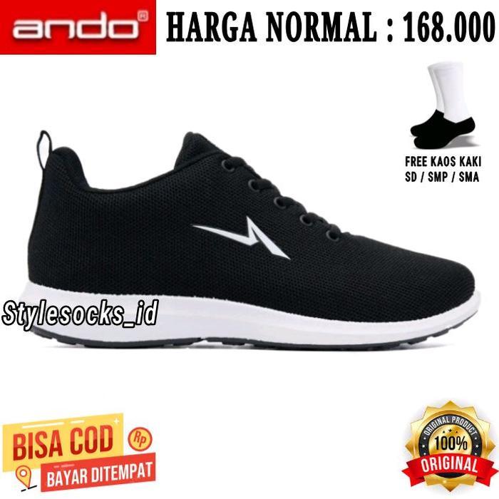 Sepatu Sekolah Ando Hitam Putih / Sepatu Ando Orlin Original 100%