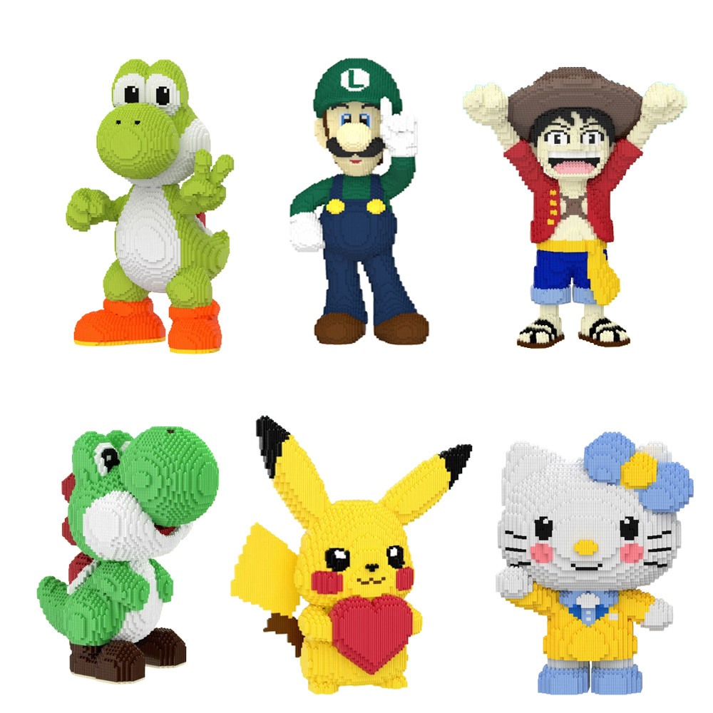 Yoshi Building Blocks Large Size Pikachu Hello Kitty Luigi Panda Connection Diamond Bricks Figure