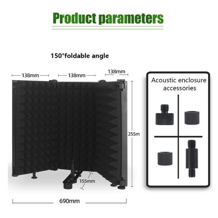 PORTABLE vocal booth Recording Microphone Isolation Shield paket karaoke sound system Stand Mic Pop