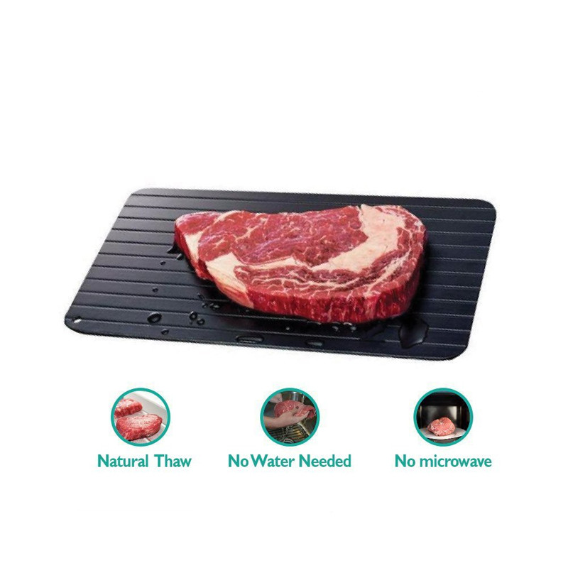 LMETJMA Fast Defrosting Tray Aluminium Alloy Thaw Food Defrosting Tray Frozen Meat Fish Food Tray