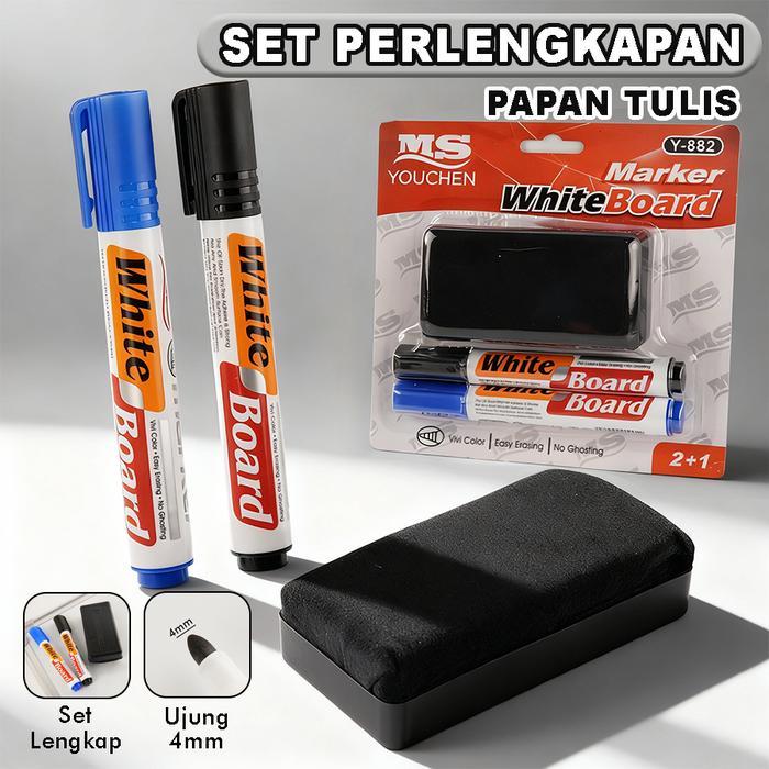 Set Lengkap Spidol Whiteboard Perlengkapan Papan Tulis Whiteboard Lengkap pidol Warna + Penghapus