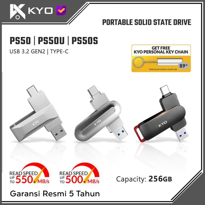 Kyo Ps50 Ps50U Ps50S 256Gb Portable Ssd Usb 3.2 Type C External Ssd Eksternal Ussd Terbaru 