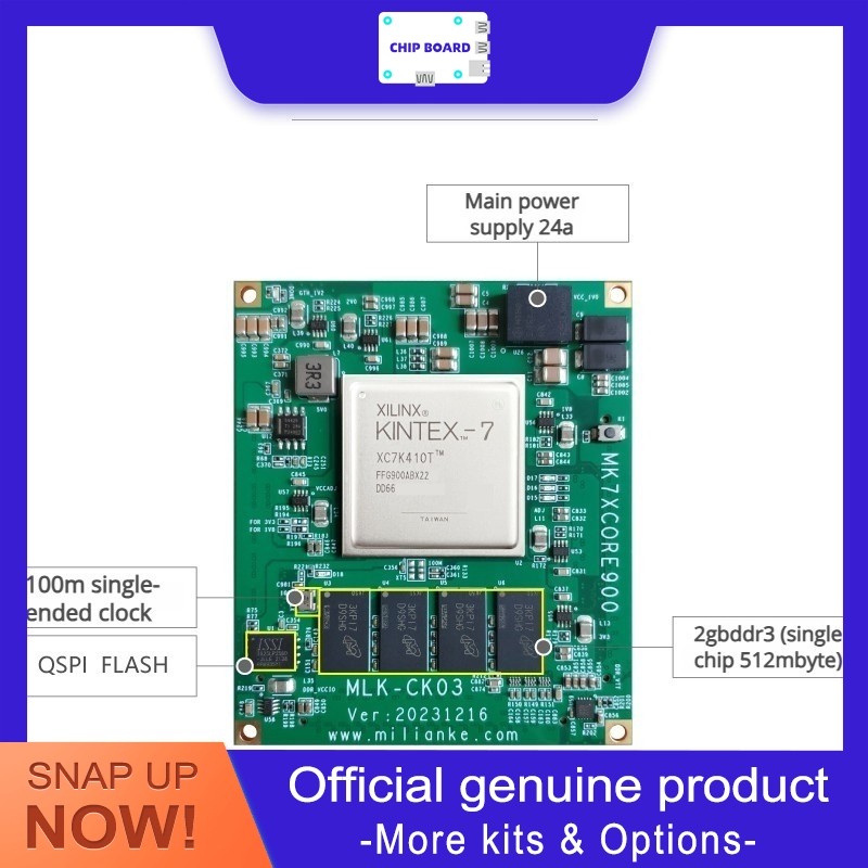 MILINKER MLK-CK03-04-325T410T FPGA CORE BOARD, XILINX KINTEX-7 325T/410T HIGH-DENSITY GTX SPEED