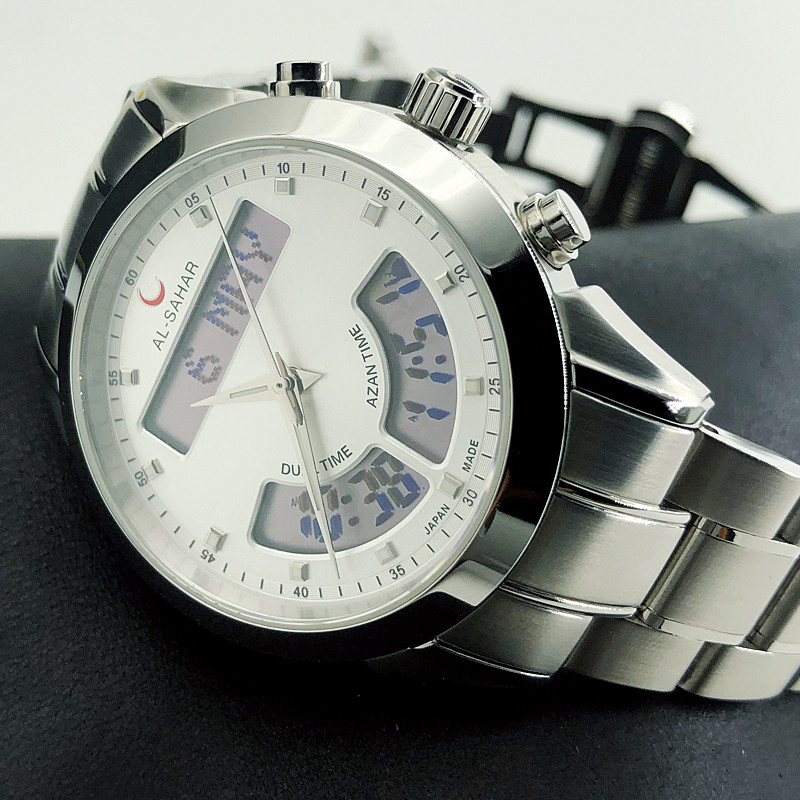 Luxury Muslim Azan Watch with Automatic Mosque Prayer Reminder Athan Auto-Qibla Digital Dual Time