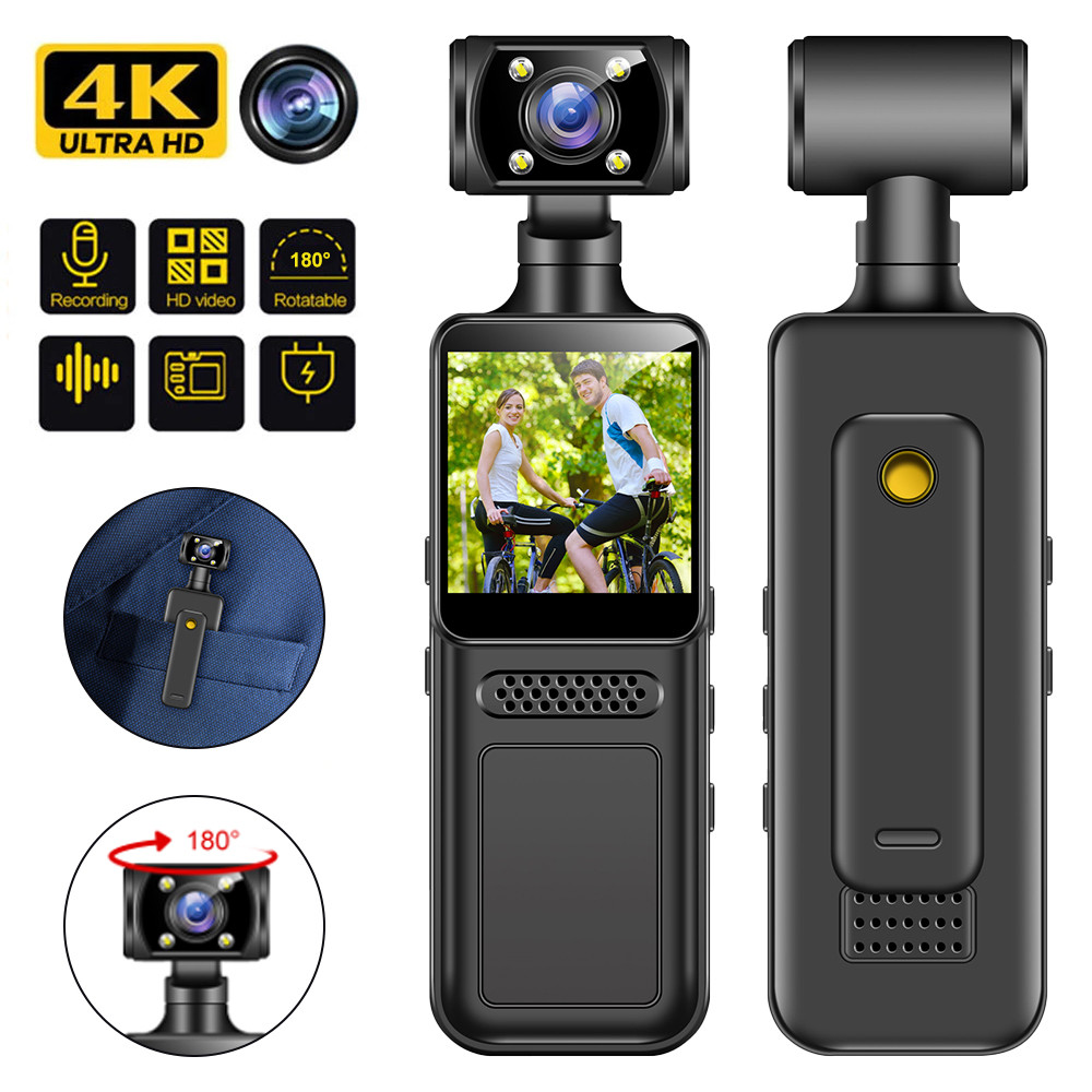64GB 4K Ultra HD Action Mini Camera 180 Rotatable Vlog Wifi Sports Cam Waterproof Case Helmet Travel
