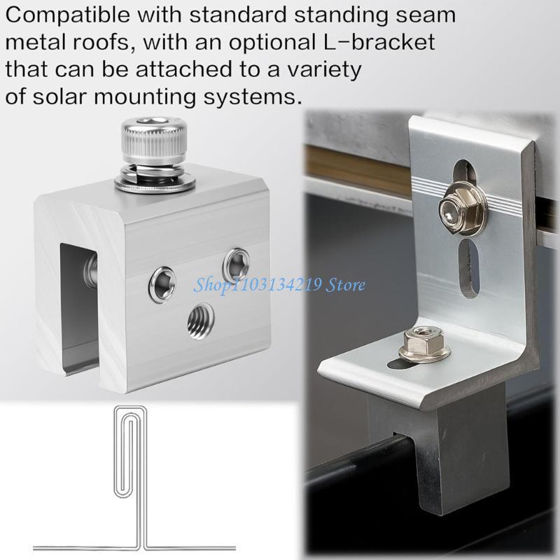 N5KC 6Pcs/set Solar Panel Bracket Photovoltaic Panel Roof Standing Seam Clamp Sheet Seam Clamp