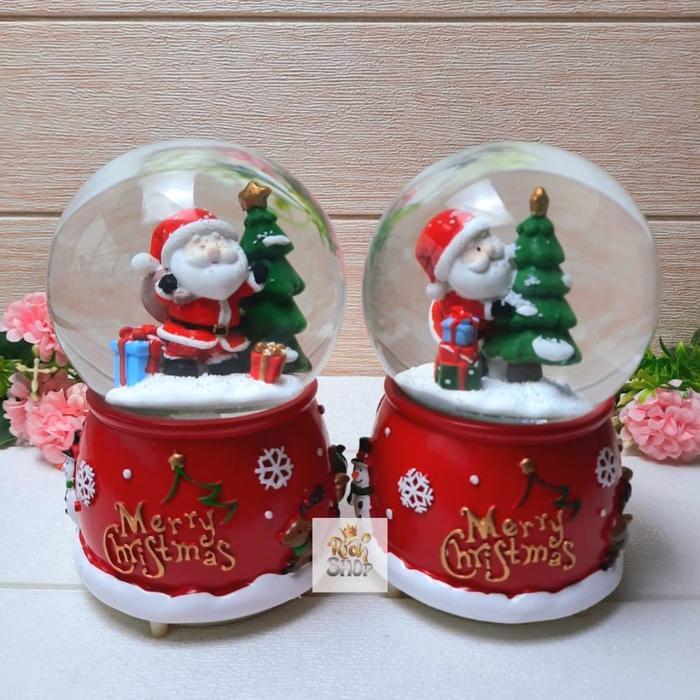 Snowball Kotak Musik Bola Salju Snowglobe Natal