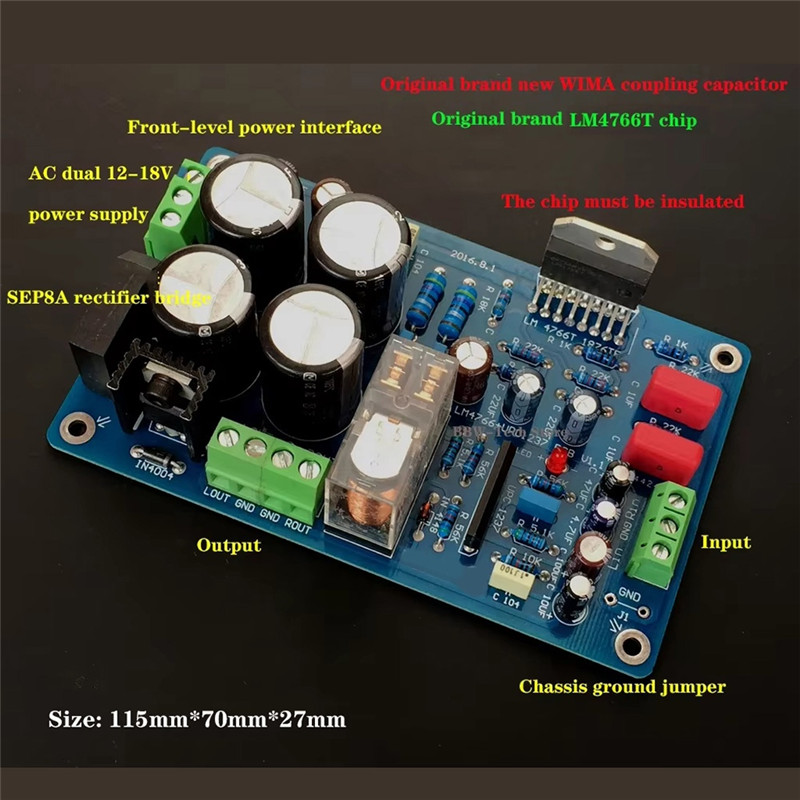 A99E-LM4766 Stereo Power Amplifier Board Dual Channel 40W+ 40W 8 Ohms 12V-24V 2.0 With Speaker