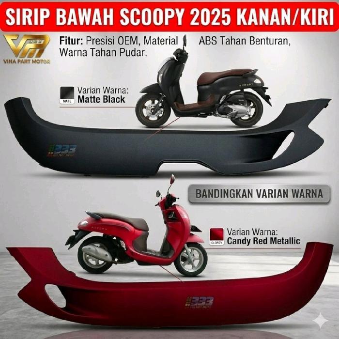 sirip bawah scoopy new 2025 kanan kiri K2FP merah doff hitam doff putih doff coklat doff