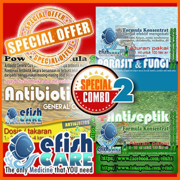 Sale- Efishcare Special Combo 3 In 1 - Efish Parasit+Antiseptik+Antibiotik Ikan Discus Paket Super