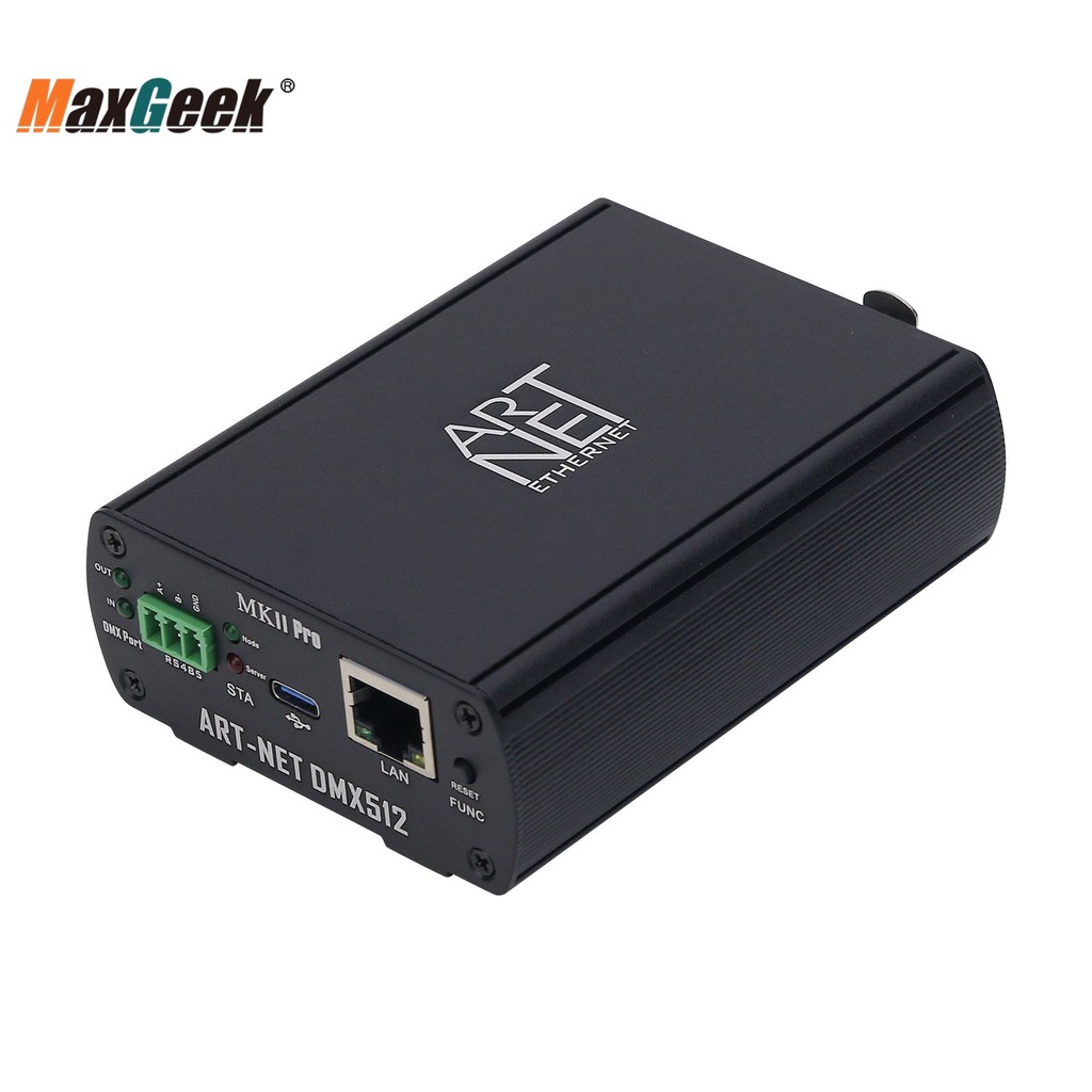 MAXGEEK DMX512S ARTNET ETHERNET TO DMX 512 CONTROLLER DMX LIGHTING CONTROLLER (WITHOUT SPI) FOR