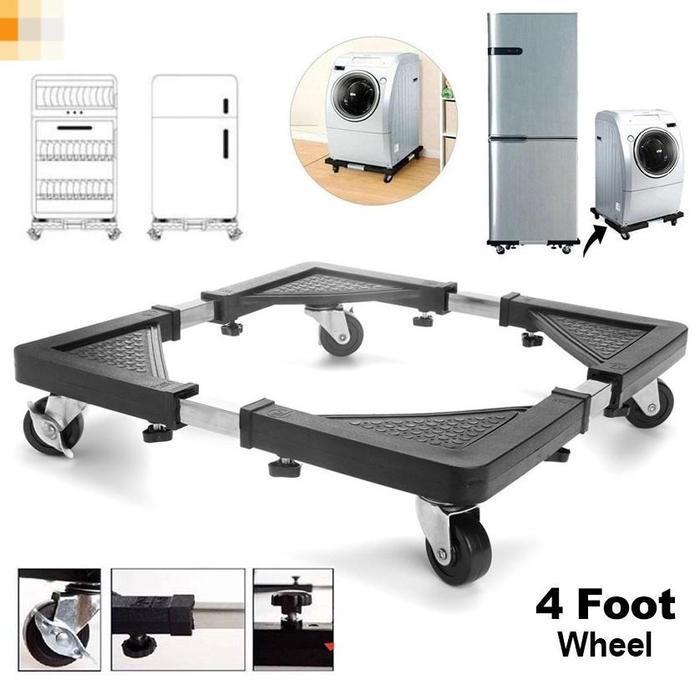 Termurah Shenar Adjustable Fridge Trolley Rak Kaki Roda Kulkas Setel Tatakan Besi Alas Kulkas Rak