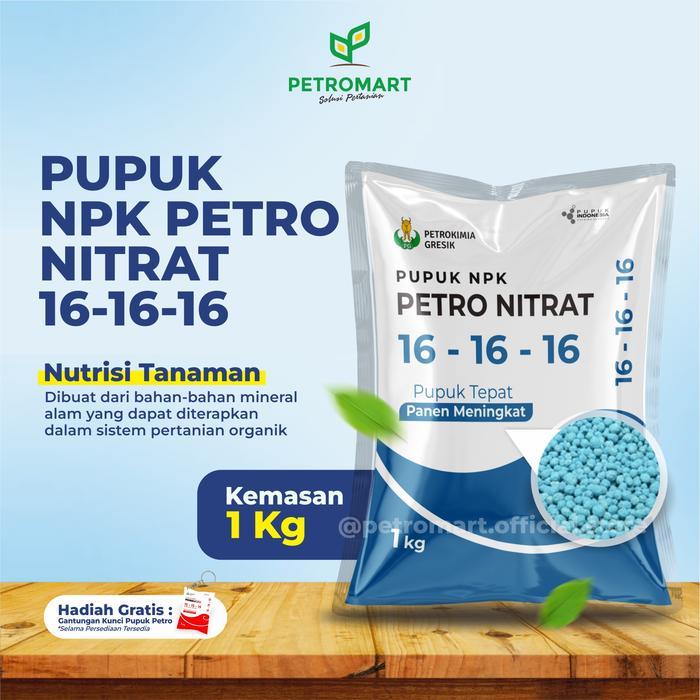 "New" Pupuk NPK Petro Nitrat Biru 16-16-16 Granul 1 Kg - Memaksimalkan Pertumbuhan dan Kualitas Buah