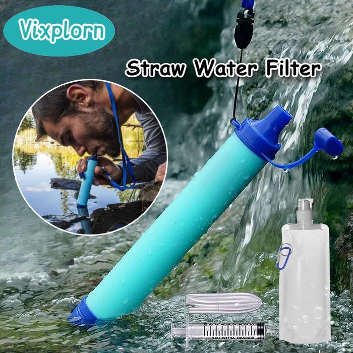 Vixplorn 1 Set Straw Water Filter Filter Air Minum Filter Air Keran Portable Outdoor Filter Air
