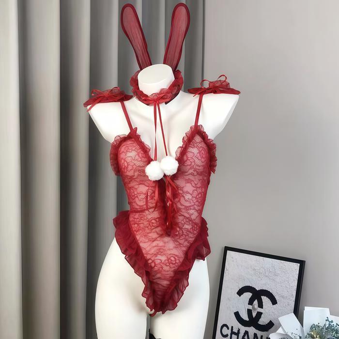 Diskon MERASALOVE Lingerie Lingerie Kostum Set Cosplay Kelinci Sexy Bunny Girl Stocking Costumes