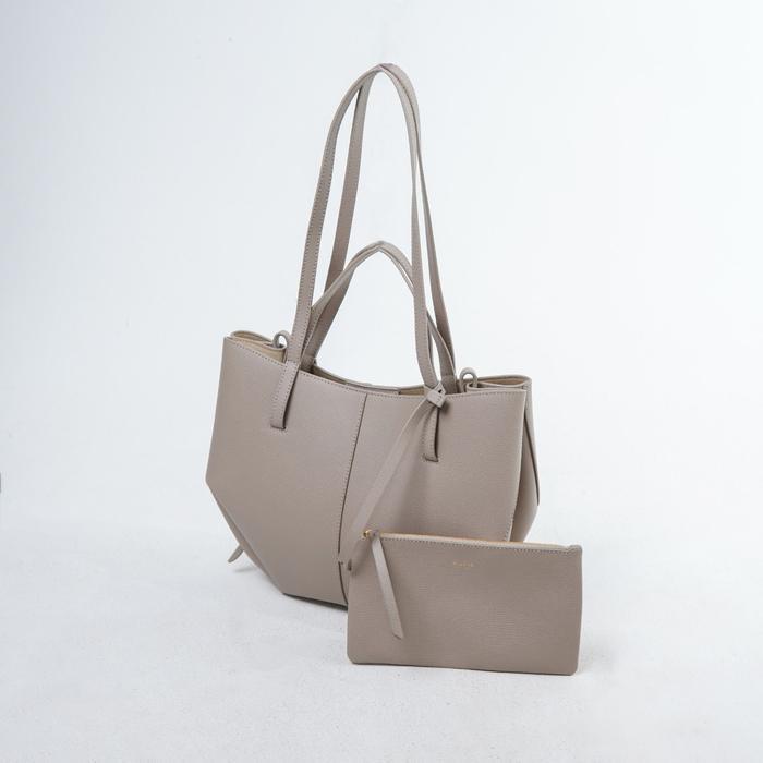 Tas POLENE CYME TAUPE TOTE BAG WITH POUCH MINI 100% ORIGINAL - 30X22X7CM