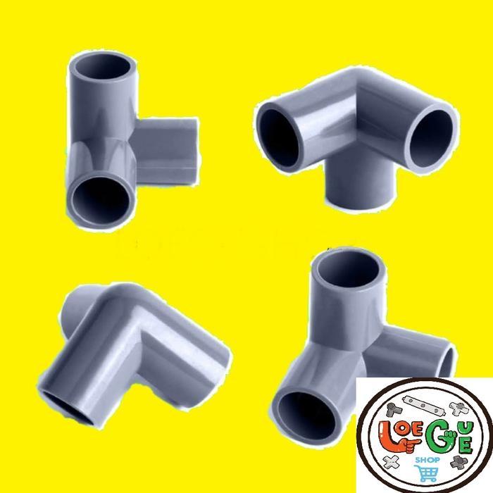 "New" sambungan konektor fitting side tee elbow pipa pvc 3 way arah 1/2 inch