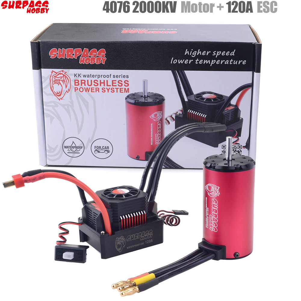BEST SURPASS HOBBY KK Waterproof Combo 4076 2000KV 2250KV Brushless Motor w/ 120A 180A Brushless ESC