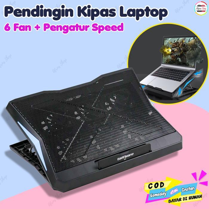 Terbaru Taffware Cooling Pad Gaming Laptop 6 Fan Kipas Laptop