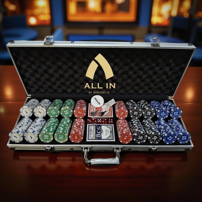 PokerChip Set 500 pcs Angka Number Coin + Alumunium Suitcase Texas Holdem Koin Card Games Kartu