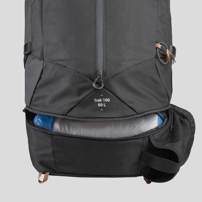 Decathlon Forclaz Tas Mendaki Pria Carrier Backpack Trek 100 Easyfit Black 50L - 8559690