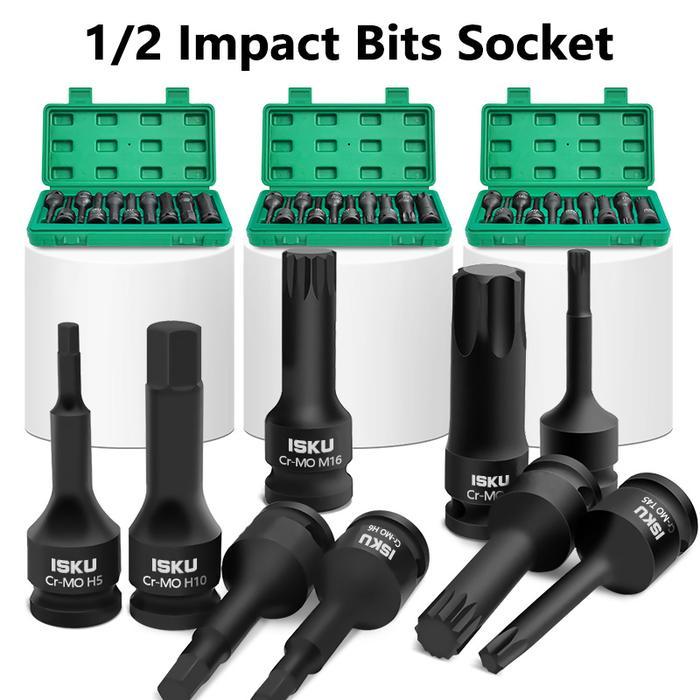 [] ISKU Mata Shock 10 Pcs Impact Kunci Sok Hex Star Spline Torx Bintang