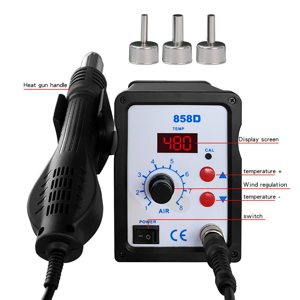 858D Hot Air Gun BGA Soldering Rework Station Blower Hair Dryer Hairdryer Soldering Heat Gun 220V