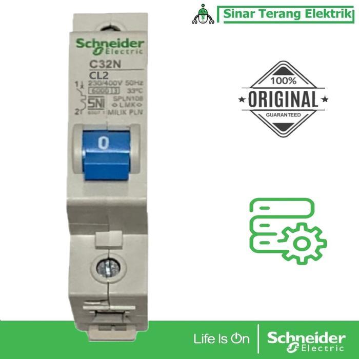 Newwww Mcb C32N 1P 2A Cl2 Cl4 Schneider Electric Pln Kepala Biru