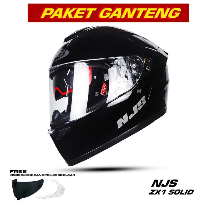 PROMO PAKET GANTENG - Helm NJS ZX-1 SOLID DOUBLE VISOR