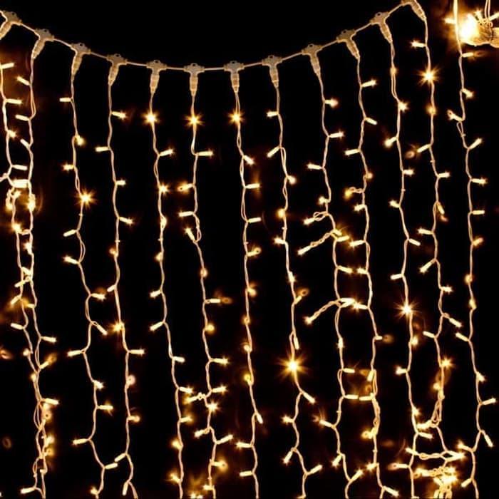 Lampu Tirai LED Warm White Dekorasi Wedding Lamaran Aqiqah