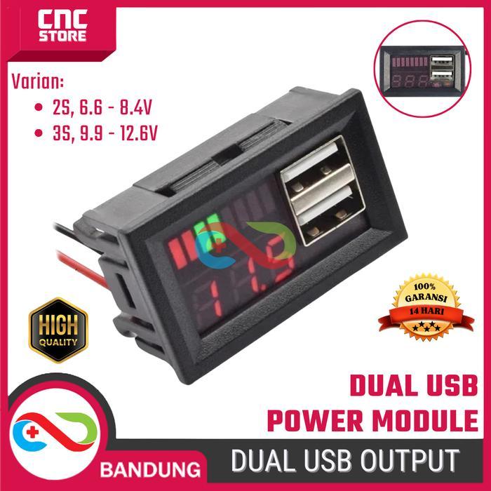 PROMO Modul Indikator Tegangan Baterai 12V-24V Dual USB Output Charger HP/Mobile Phone dengan Auto