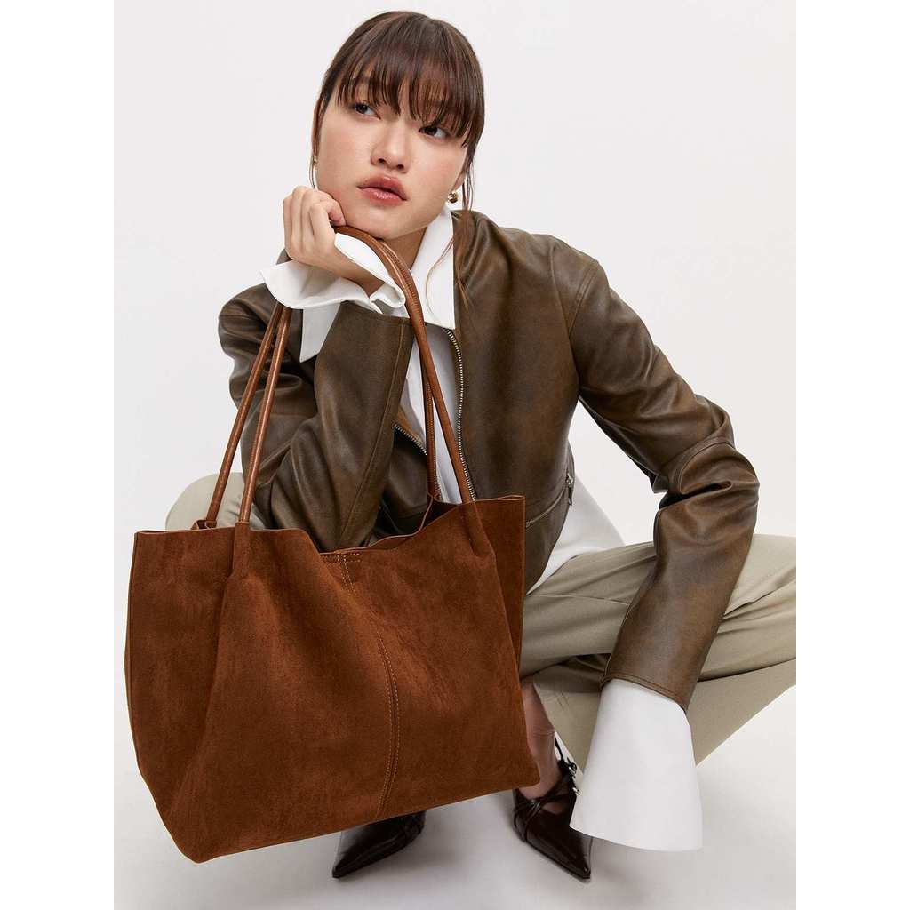 Pomelo - Tas Wanita - Vegan Suede Leather Bag - Brown
