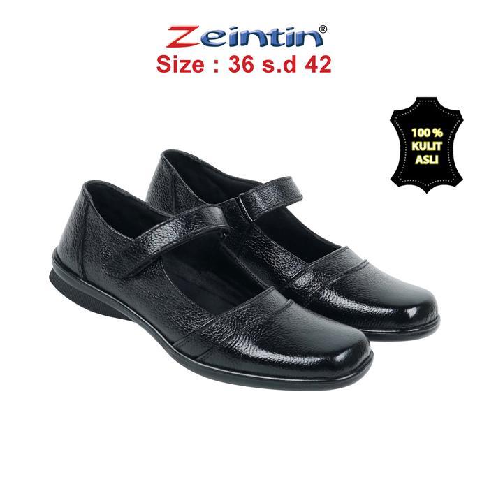 Laviola - Sepatu Pantofel Wanita Bahan Kulit Asli Formal Kasual Kerja Kantor Paskibra Bj Shoes Hitam