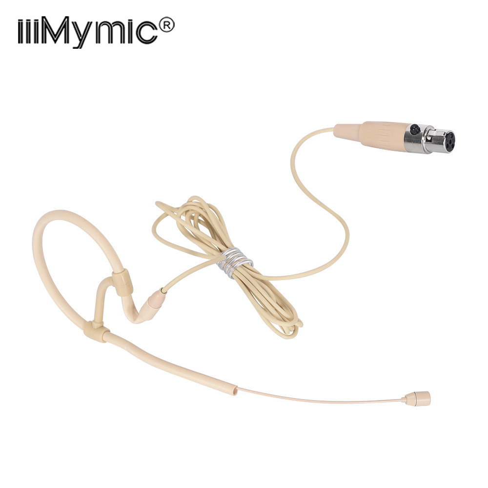 iiiMymic Single Ear Hook Headset Mic 4Pin XLR Beige Headworn Microphone for Shure Wireless BodyPack