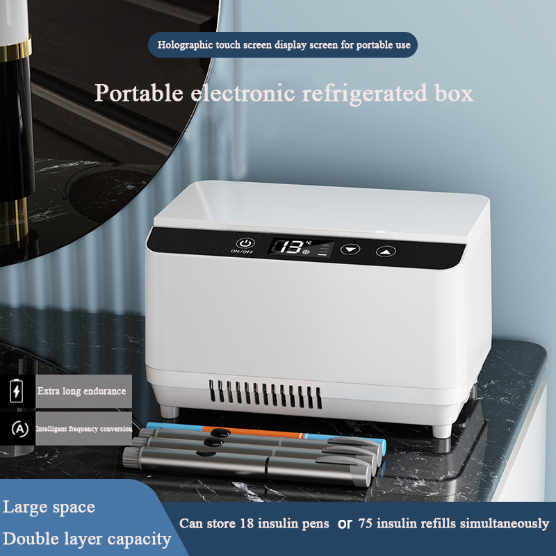 Kulkas Mini Elektrik Portable untuk Insulin dan Obat, Kotak Pendingin Portable dengan Dual Fungsi un