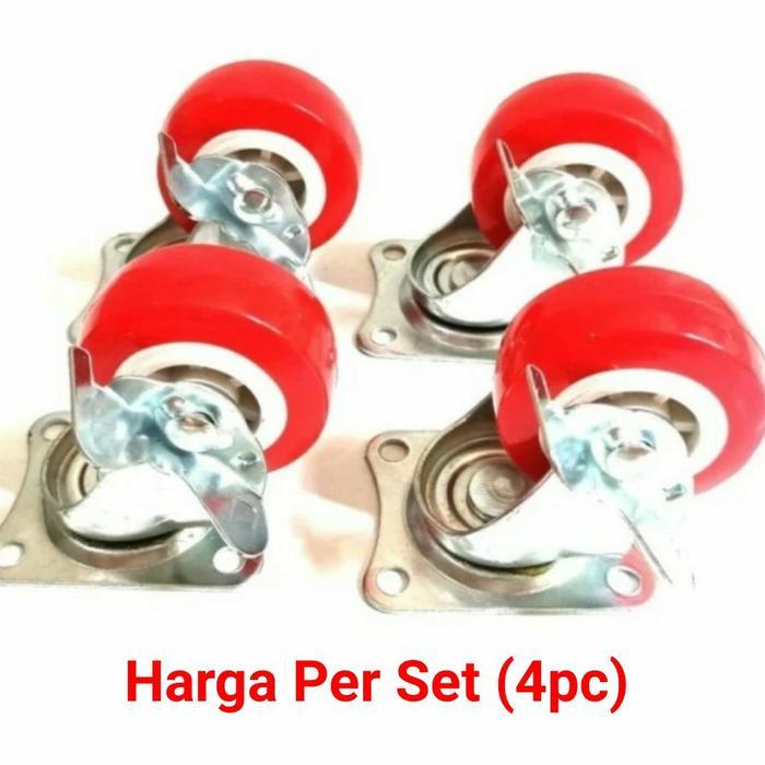 Roda Caster Nylon Pu 2" Rem / Roda Teflon Merah