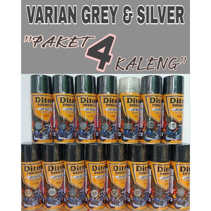 PAKET 4 KALENG pilok pilox diton premium VARIAN GREY/ABU-ABU & SILVER paket lengkap 4 kaleng alu