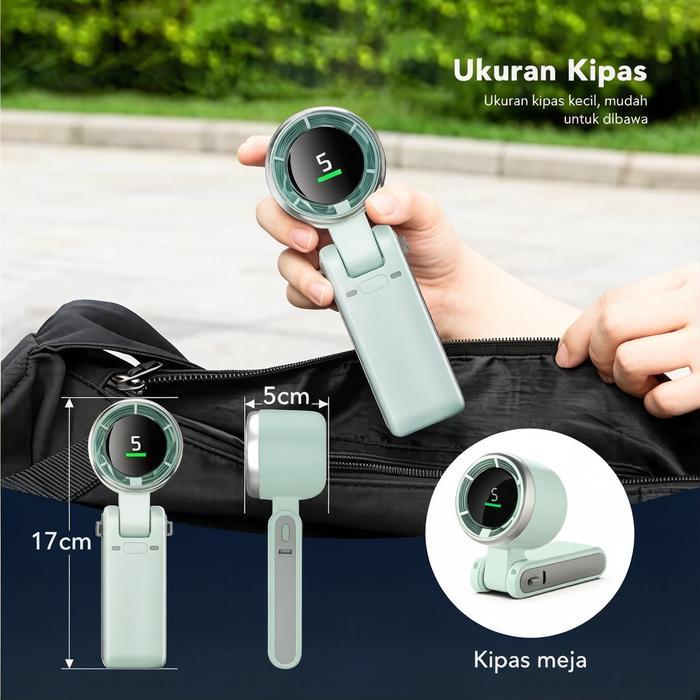 Kipas Angin Portable Turbo Mini, Kipas Lipat Bisa Dileher, High Speed Kencang & Hemat Listrik, Kipas