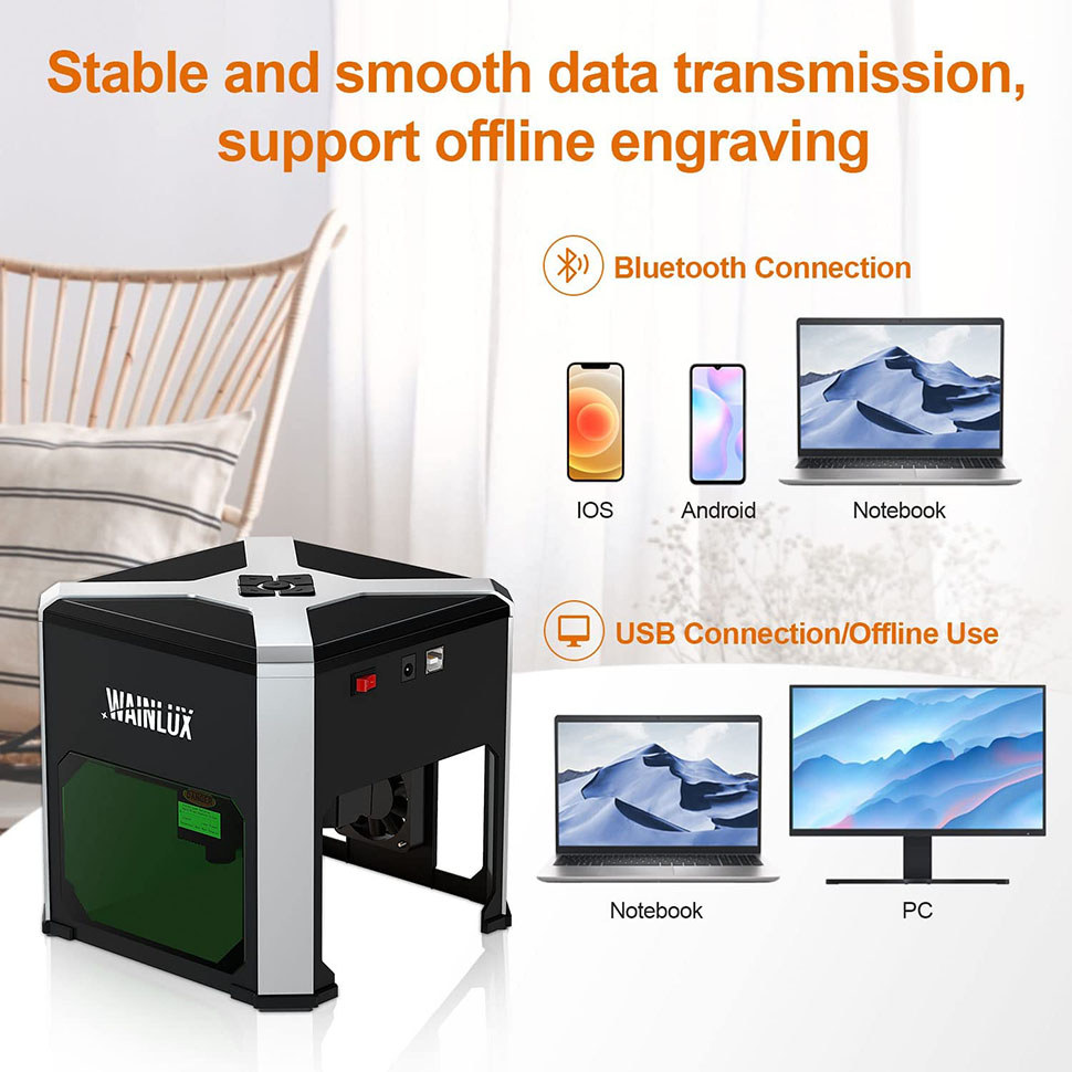Wainlux Laser Engraver K6 3000mw CNC Bluetoot Mini Laser Engraving Machine DIY Logo Mark Printer